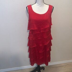 Connected Apparel Red Sleeveless Shag Dress